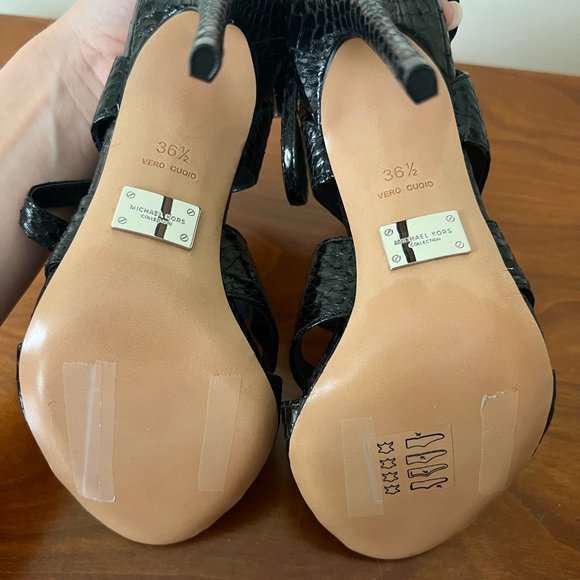 Michael Kors Black Snakeskin Open Toe Heel Pumps - Never Worn Size EU 36 1/2 - Picture 4 of 7